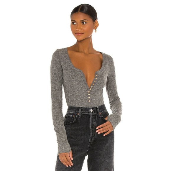 Free People Tops - NEW Intimately Free People Gray Dylan Thermal Henley Bodysuit